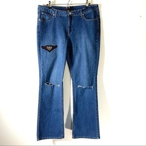 Kikit Studded Pocket Boot Cut Biker Jeans